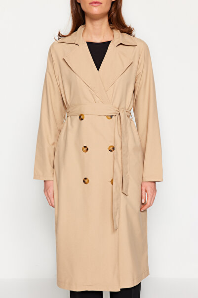 Trendyol Collection Beige Belted Button Closure Trench Coat TWOAW24TR00063