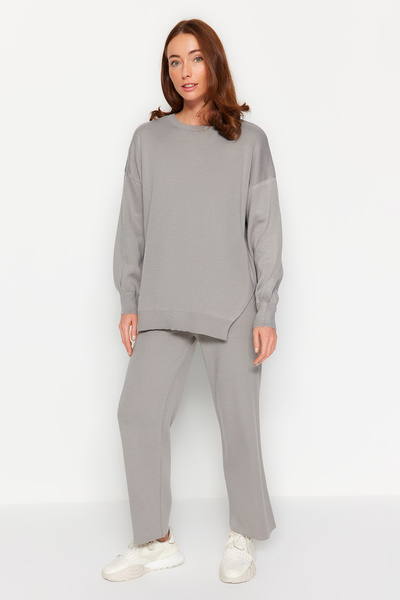 Trendyol Collection Сірий широкий фасон з балонними рукавами Трикотажний комп...