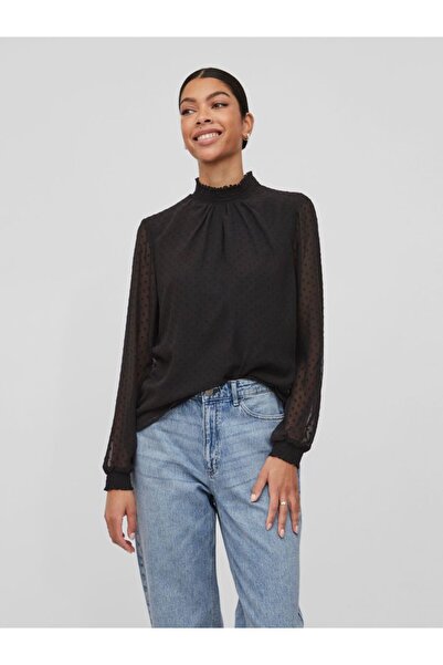 VILA Gepunktetes Langarmbluse