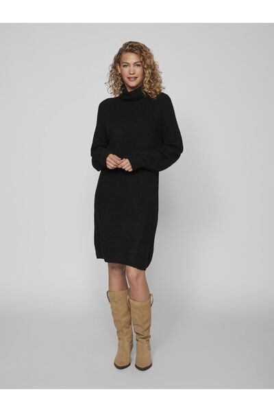 VILA Strickkleid mit Stehkragen