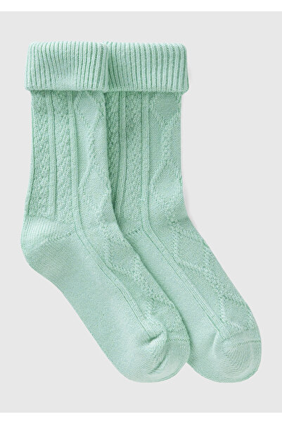 United Colors of Benetton جوارب نسائية من مزيج الخيزران باللون الأخضر المائي
