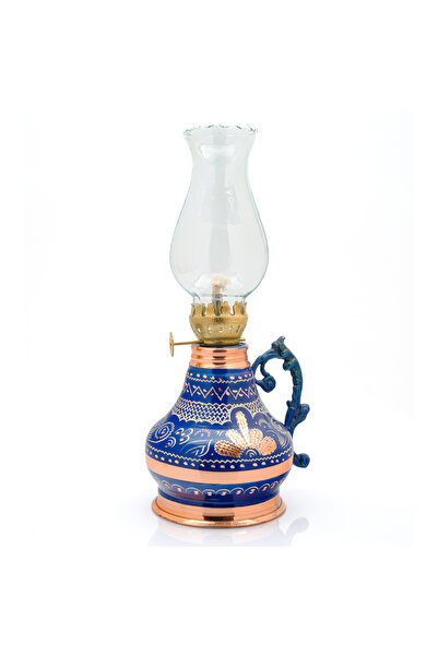 ERİZA 350 Ml Dekoratif Nostaljik Fitilli Bakır Kandil, İşlemeli Gaz Lambası