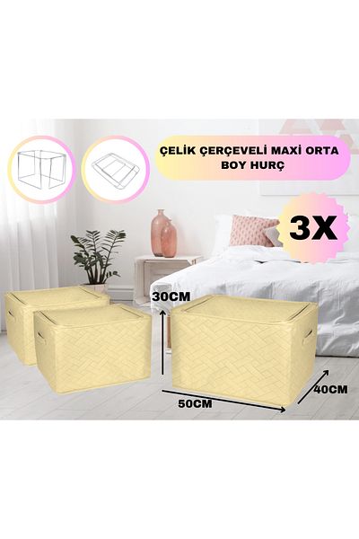 Sertil 3 τεμάχια Ατσάλινο σκελετό Organizer Τσάντες Maxi μεσαίου μεγέθους συρμάτινες τσάντες