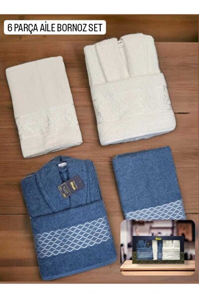 Bayev Grande Familie 6-комплектний сімейний халат, синьо-білий