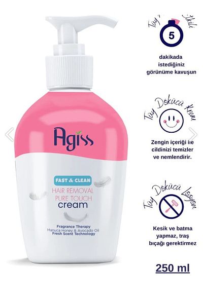 AGISS Agiss 250 ml Depilatory - Cream Lotion, 10 Natural Cured Hair Reducer with E-Vitamin