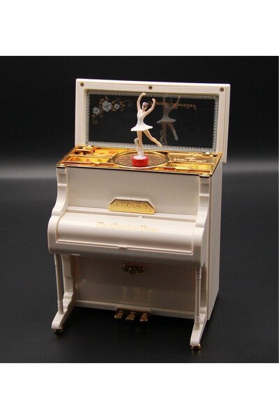 HEDİYEBİZİZ Dans Eden Balerinli Piyano Müzik ve Takı Kutusu Mega Boy