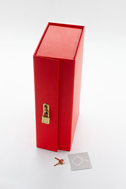 carton box Kalbimin Anahtarı Yılbaşı Karton Kutu Kırmızı Kilitli Hediye Kutusu 25x13x8 Cm Sevgililer Günü