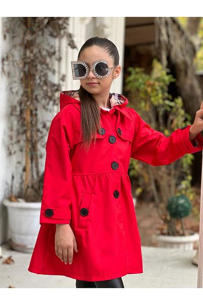 Red trench coat kids best sale