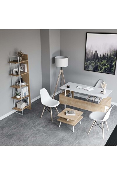 lagomood İrony Poly Ofis Takımı Beyaz Meşe