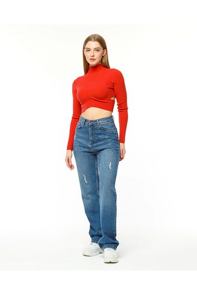 UBBA Turtleneck Low-cut Knitwear Crop