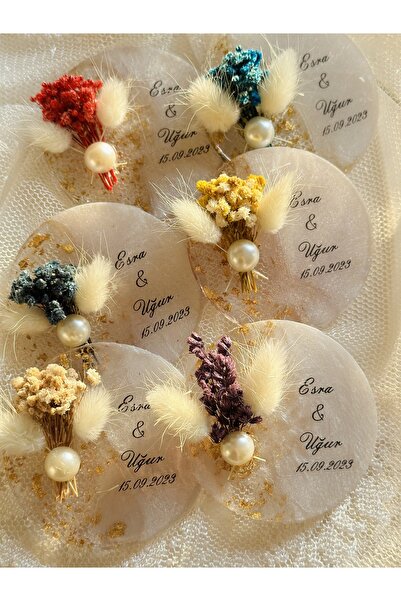 Ceyseet Epoksi Magnet Renkli Çiçeki 25 Adet Söz Nişan Nikah Düğün Kına Hediye...