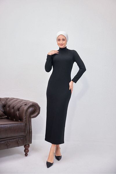 CANSELLBUTİKK half turtleneck twill fabric Lycra Knitwear Dress