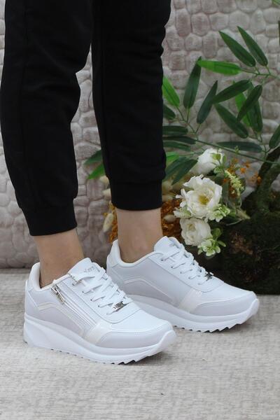 Mehmet Mete 2161 Anatomical Zippered Lace-up Filled Sole Women's Sports Shoes