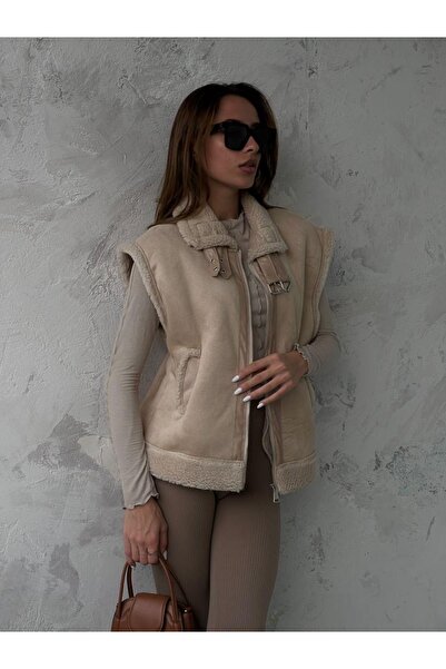 Niccy Bej Nubuk Kürklü Yelek