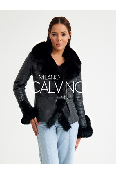 Milano Calvino سترة جلدية فروي