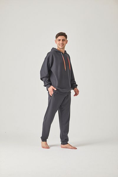Pamuk & Pamuk GRAY HOODED ZIPPERED TRACKSUIT SET