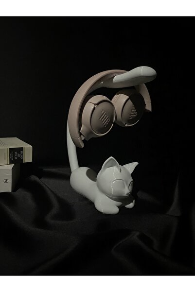 Feasy Kedi Kulaklık Standı- Oyuncu Kulaklığı Standı - Kulaklık standı- Özel Tasarım- Kuyruklu Kedi stand
