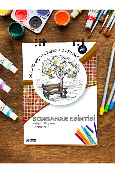 Postermanya Sonbahar Esintisi Yetişkin Boyama Kitabı 2, Mandala Boyama Kitabı...