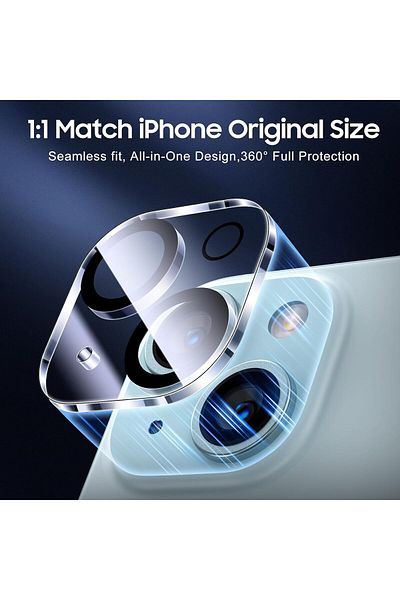 USIDE متوافق مع iPhone 15 وiPhone 15 Plus 9 طبقات من الزجاج الواقي للكاميرا المقوى الشفاف [3 قطع]