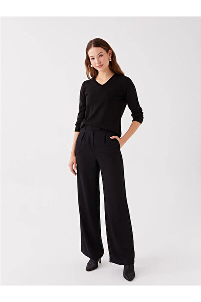 LC Waikiki LCWAIKIKI Basic V Yaka Düz Uzun Kollu Kadın Triko Kazak