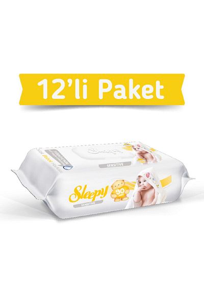 Sleepy Sensitive Wet Towel Wipes 90's 12 Pieces 1080 Sheets