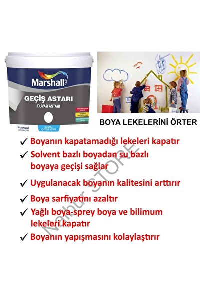 Marshall Geçiş Astarı 2.5lt-yağlı Boyadan Su Bazlı Boyaya Geçiş Sağlar-çıkmayan Lekeleri Kapatır