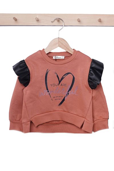 Rise Raba Girl's Crew Neck Long Sleeve Top and Leather Skirt Set 3-6 years old