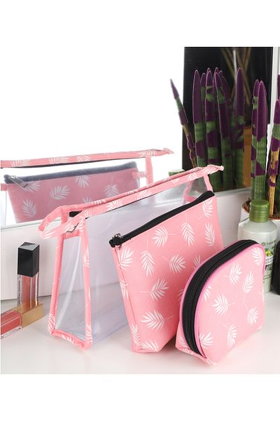 eryatex Women's Makeup Bag 3-Piece Makeup Organizer Organizer Travel Bag Zipper Wallet