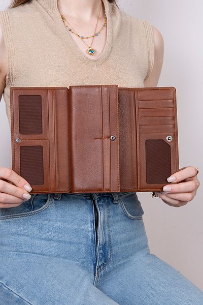 Grande L2664 Genuine Real Leather Large Size Women's Portfolio Wallet