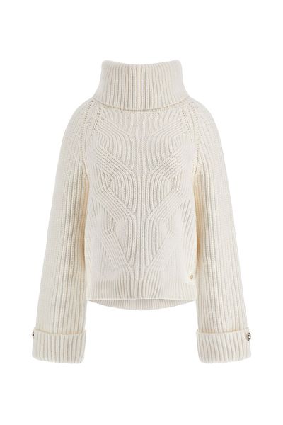 Guess Pulover alb pentru femei cu guler vertical - W3BR44Z3962G011