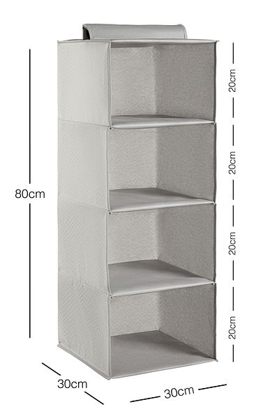 Ocean Home Textile 4-Tier Gray Herringbone Hanger In-Cabinet Folding Organizer