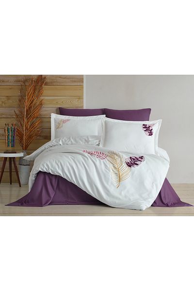 MARİBOR HOME TALIA - Σετ Παπλωματοθήκη από Βαμβακερό Σατέν Suzeni Κεντημένο - Κρέμα