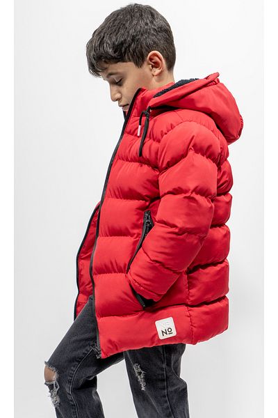 FineKids Red Boy's Coat - N1 Red Hooded Boy's Coat