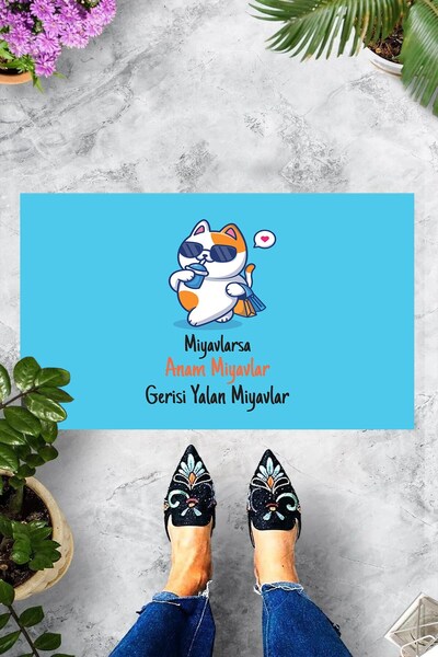 linazaitun Dijital Baskılı Miyavlarsa Anam Miyavlar Gerisi Yalan Miyavlar Yaz...