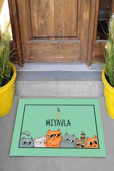 on the clouds Digital Printed Eat Inner Meow Printed Cat Pattern Decorative Door Mat