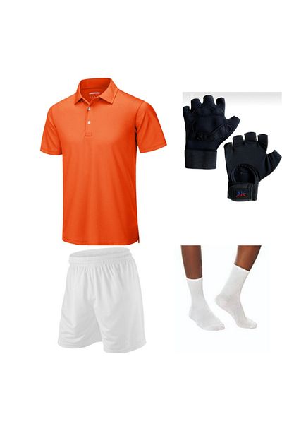 parypary Fitness Polo Neck T-Shirt Set - Dry Touch, Gloves, Socks and Shorts