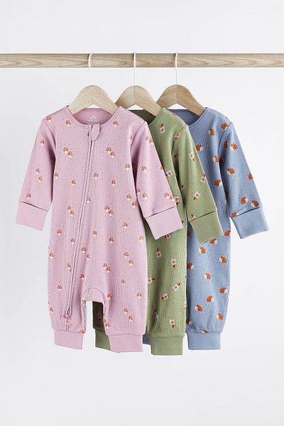 Next Baby 100% Organic Cotton Lilac Floral 3-Piece Jumpsuit Set ALY00478