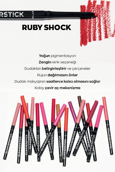 AVON Glimmerstick Dudak Kalemi Ruby Shock