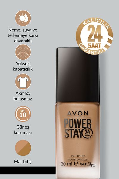 AVON Power Stay Matte - Foundation 30ml, Sun Beige