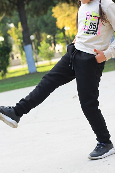 Çiggo Kids Unisex Pocket Jogger 3ip Fleece Plain Sweatpants