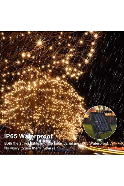 sgeteknoloji Güneş Enerjili 100 Led 12 Metre Sarı Renk Bahçe Aydınlatması Led Işık