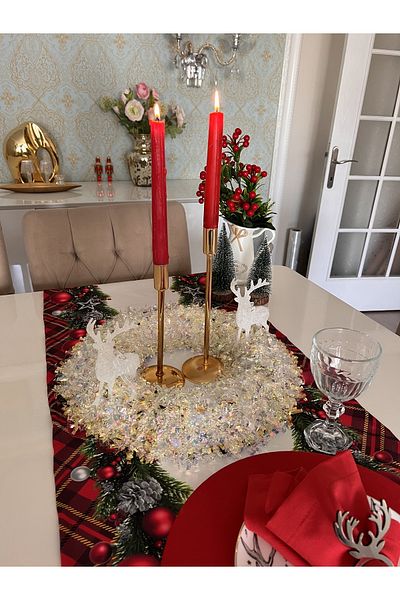 Ayd Home إكليل ديكور لامع مقاس 36 سم، إكليل متوسط لأدوات مائدة عيد الميلاد وعرض عيد الميلاد اللامع