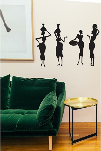 MODAT Su Taşıyan Afrikalı Kadınlar Ahşap Duvar Dekoru