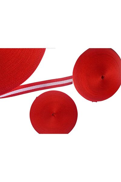 Megas Etiket Red-White Narrow Woven Strip -1 cm- 50 Meters