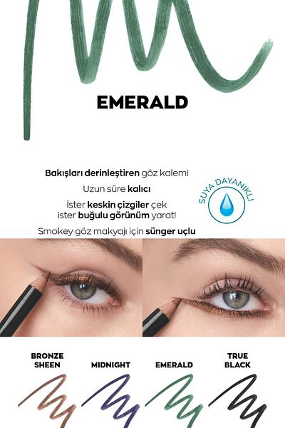 AVON Kohl Sponge Tip Waterproof Eye Pencil Emerald