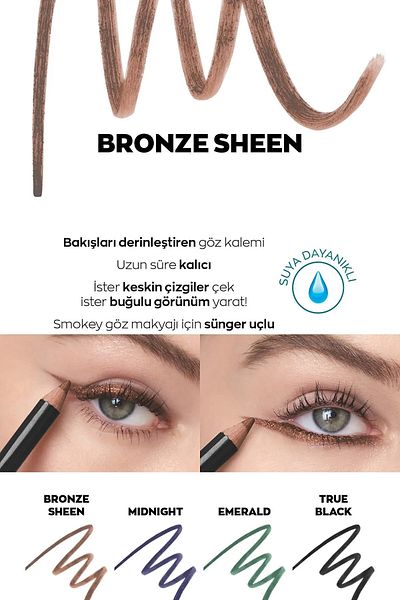 AVON Kohl Sponge Tip Waterproof Eye Pencil Bronze Sheen