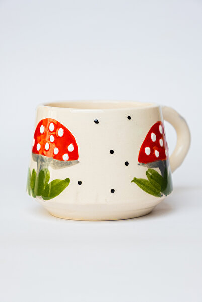 touchmughm Handmade Ceramic Coffee Cup, Ceramic Mushroom Embroidered Mug, Mug, Cup, Mushroom Coffee Cup