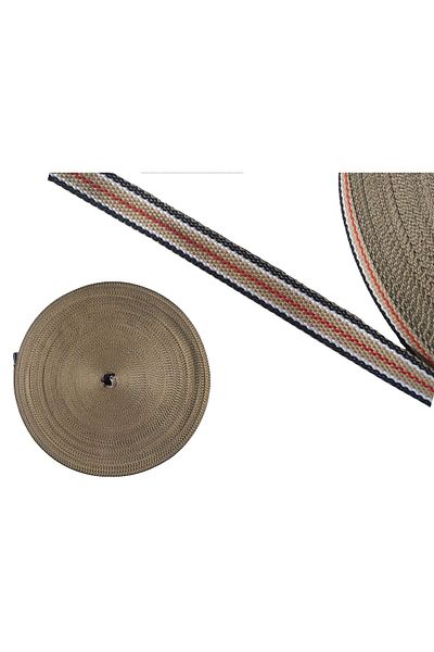 Megas Etiket Beige & Colored Narrow Woven Strip -1 cm - 50 Meters