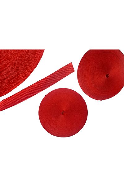Megas Etiket Red Narrow Woven Strip -1 cm- 50 m