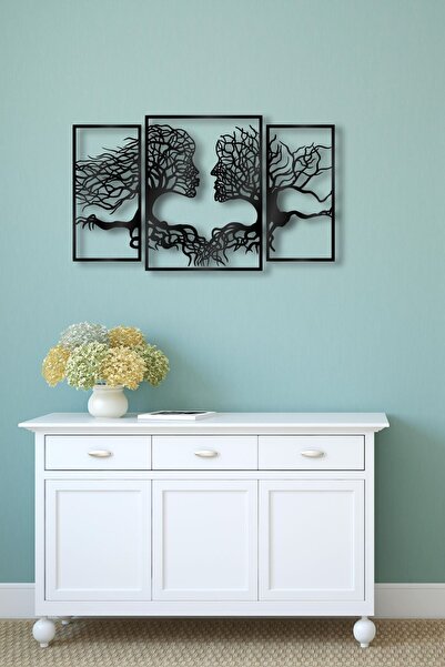 MODAT Wood Humans "ağaç Insanlar" Ahşap 3'lü Set Duvar Dekor Tablosu